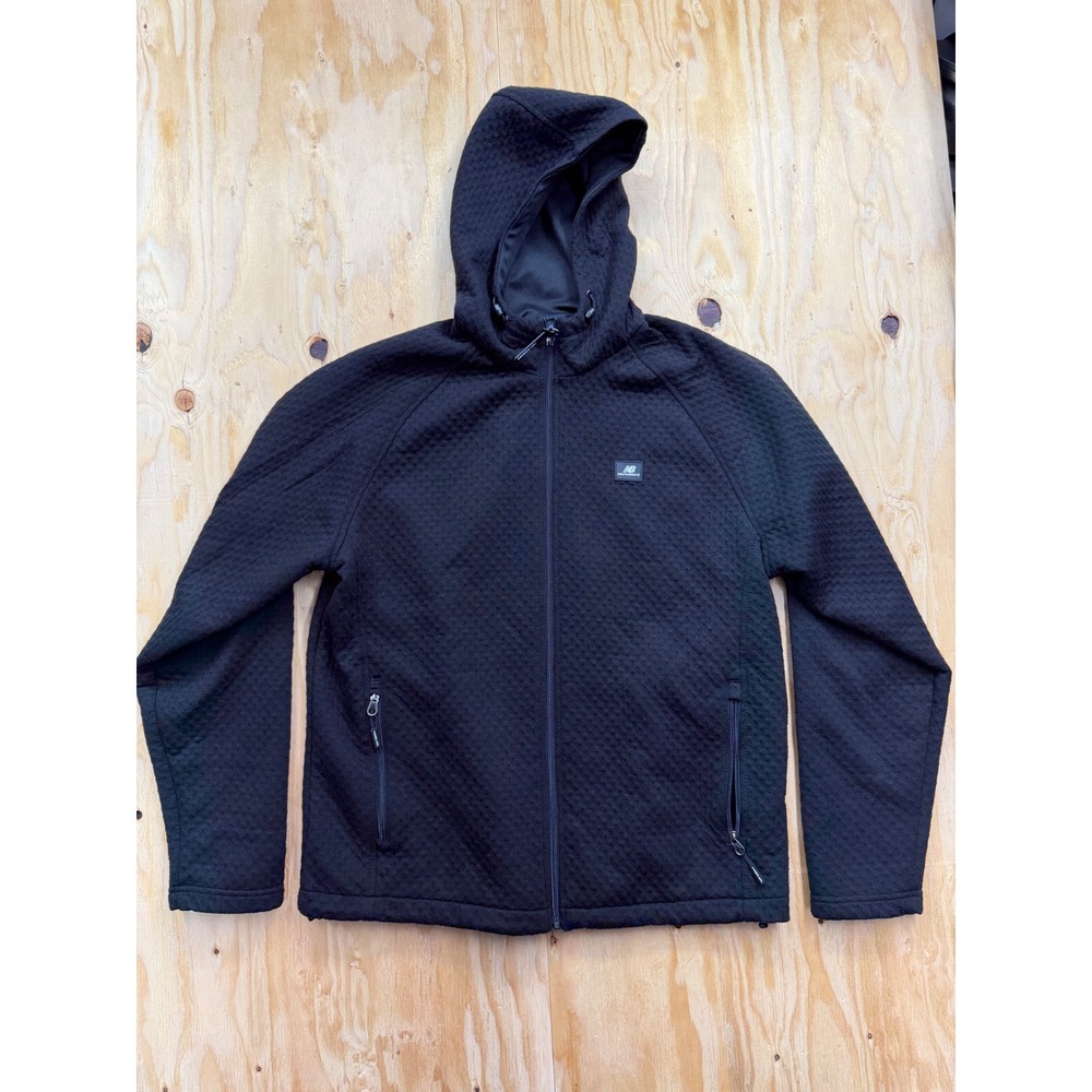New Balance Heat Loft Full Zip Hoodie Mens Medium Black Textured Athletic Jacket
